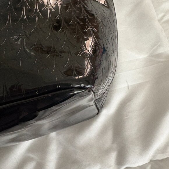 Karl Lagerfeld Paris Logo Tote Handbag with Coin Purse Black Patent Leather - Picture 15 of 16